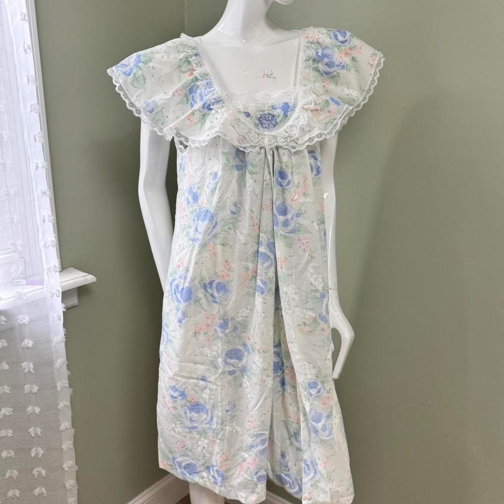 Vintage 80s Take Nine‎ Pastel Floral Nightgown Dress